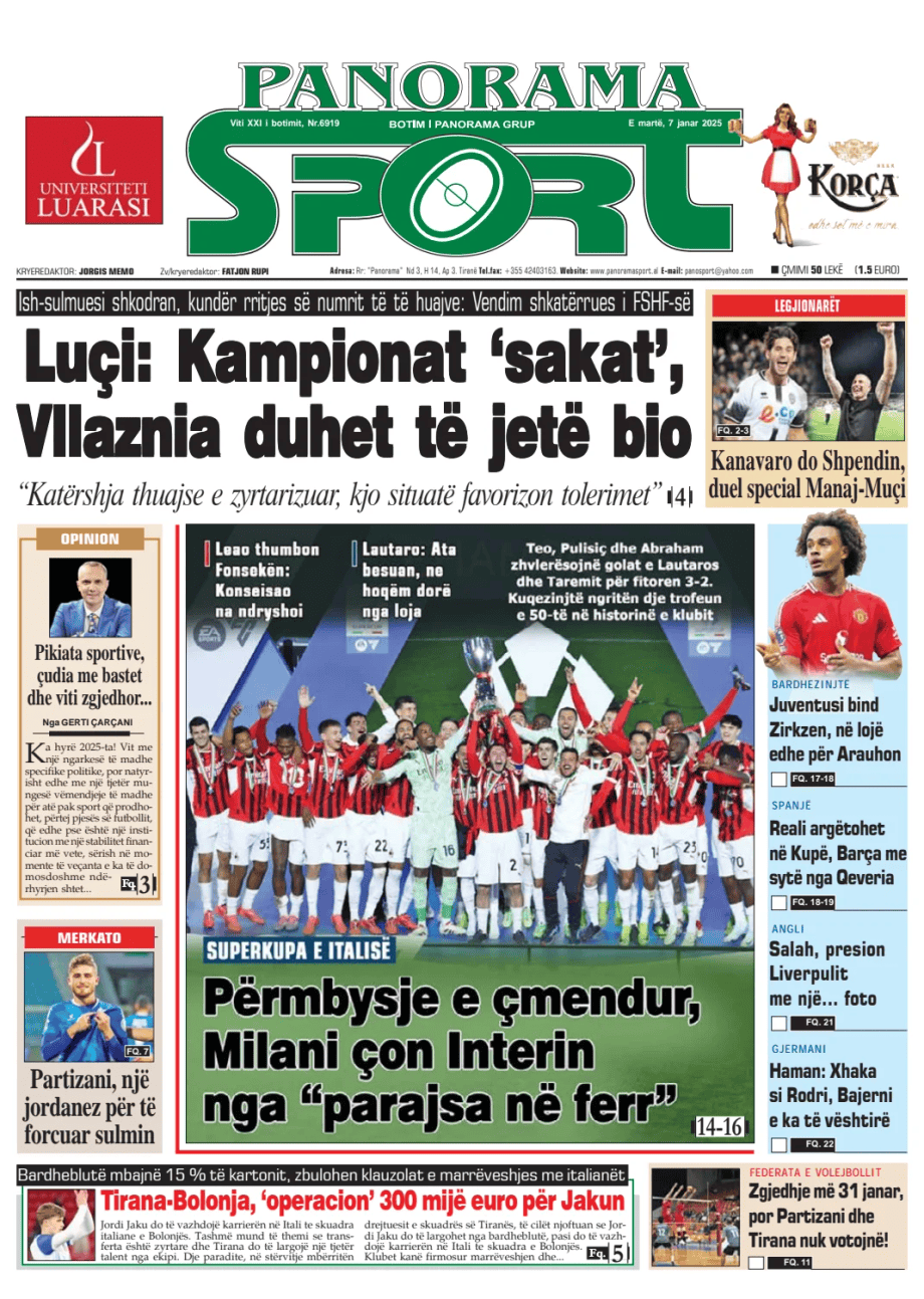 Prima-pagina-Panorama Sport-oggi-edizione-di-oggi-20250107